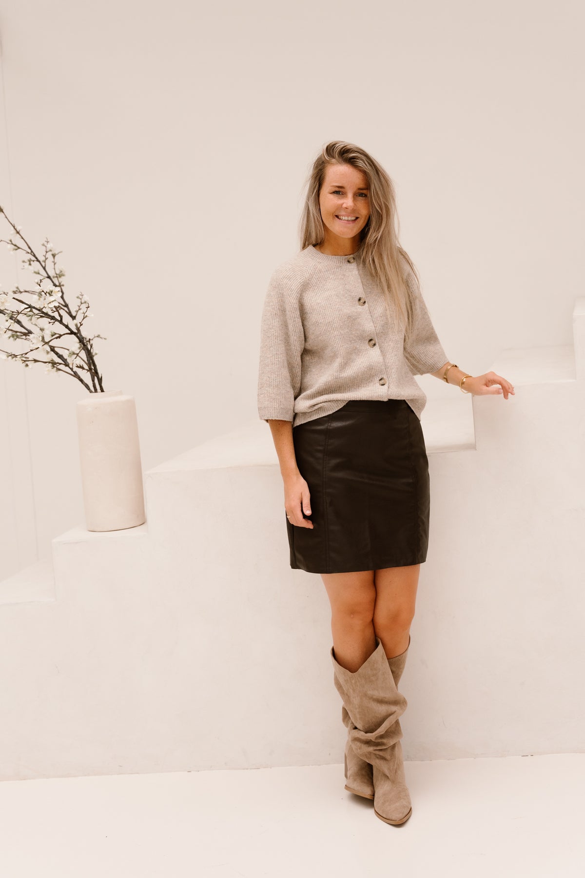 FQastrid Cardigan Taupe Melange