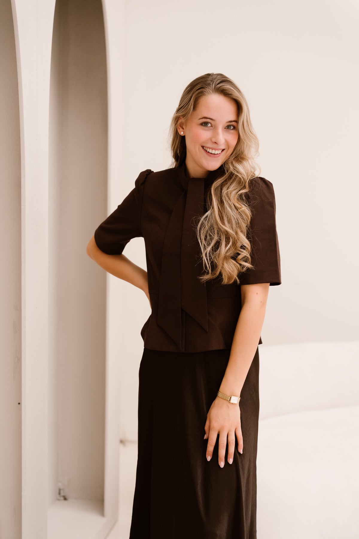 Yasriu 4/4 Scarf Blazer Coffee Bean/Melange