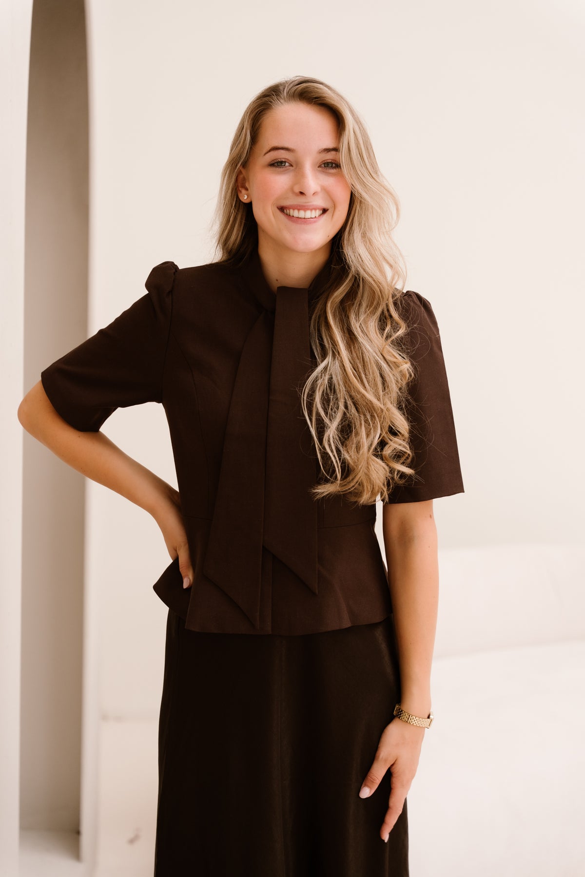 Yasriu 4/4 Scarf Blazer Coffee Bean/Melange