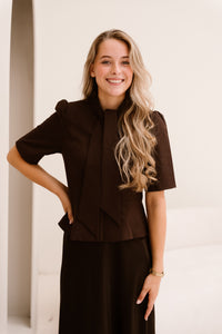 Yasriu 4/4 Scarf Blazer Coffee Bean/Melange