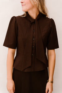 Yasriu 4/4 Scarf Blazer Coffee Bean/Melange