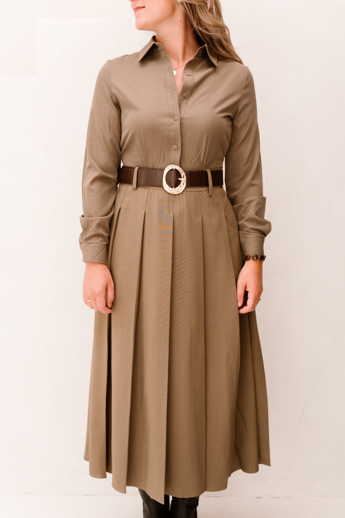 Brittni Western Dress Khaki
