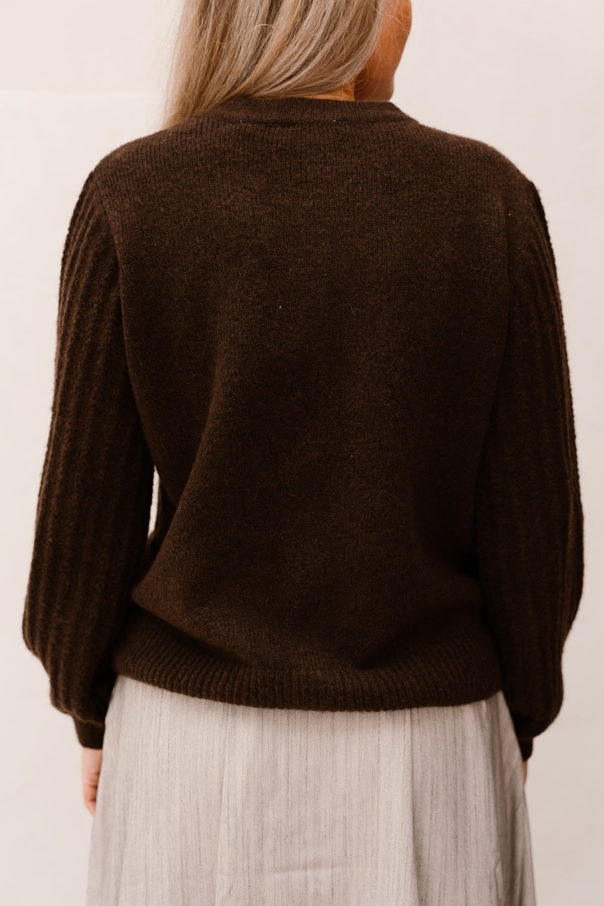 Objflora button cardigan seal brown