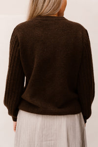 Objflora button cardigan seal brown