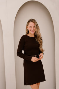 Chloe dress + belt darkbrown