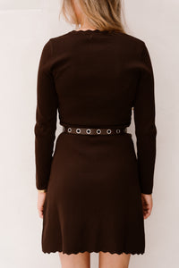 Chloe dress + belt darkbrown