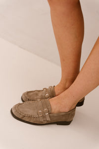 Anica 3-d suede loafer taupe