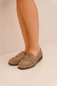 Anica 3-d suede loafer taupe