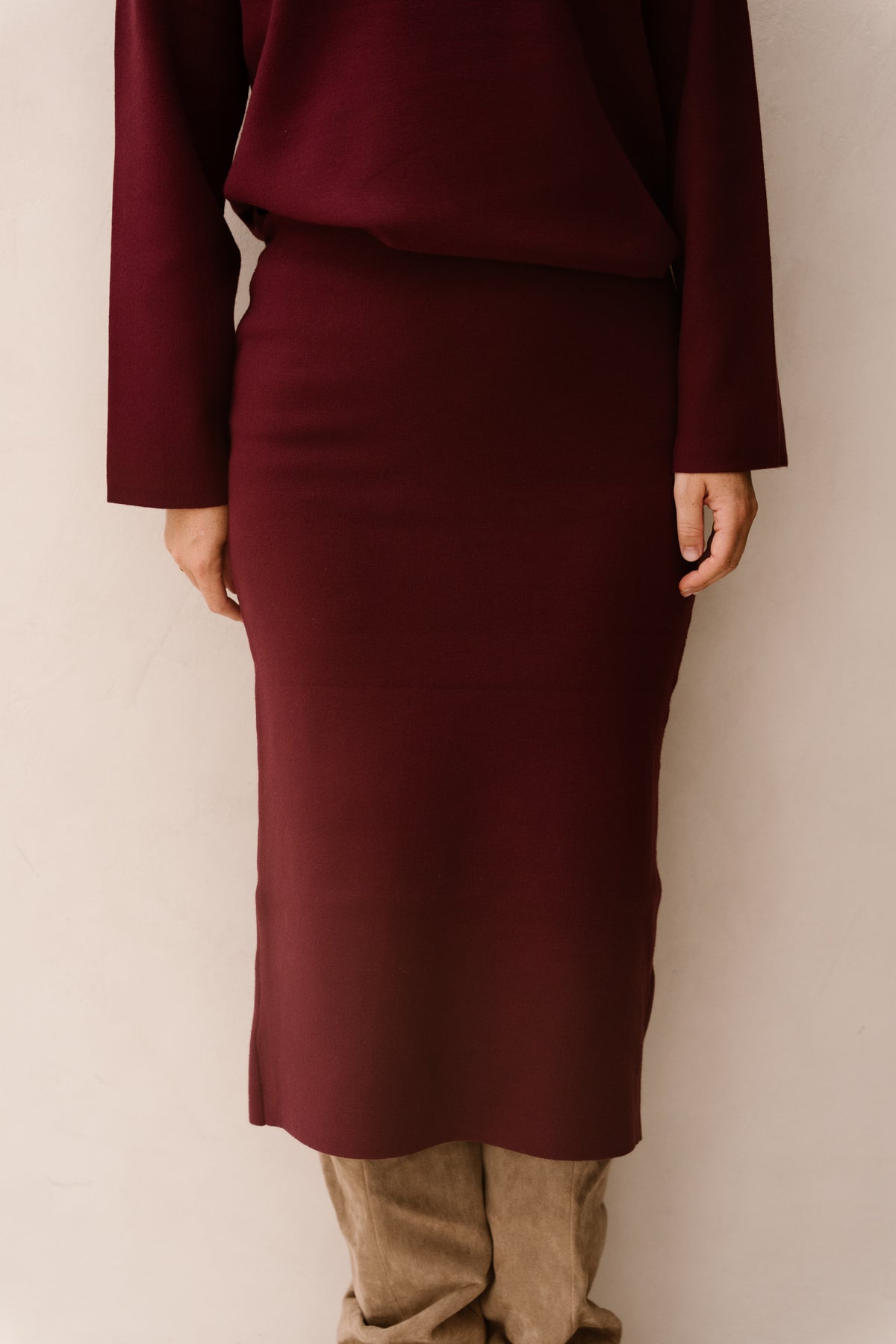 Objreynard knit skirt windsor wine