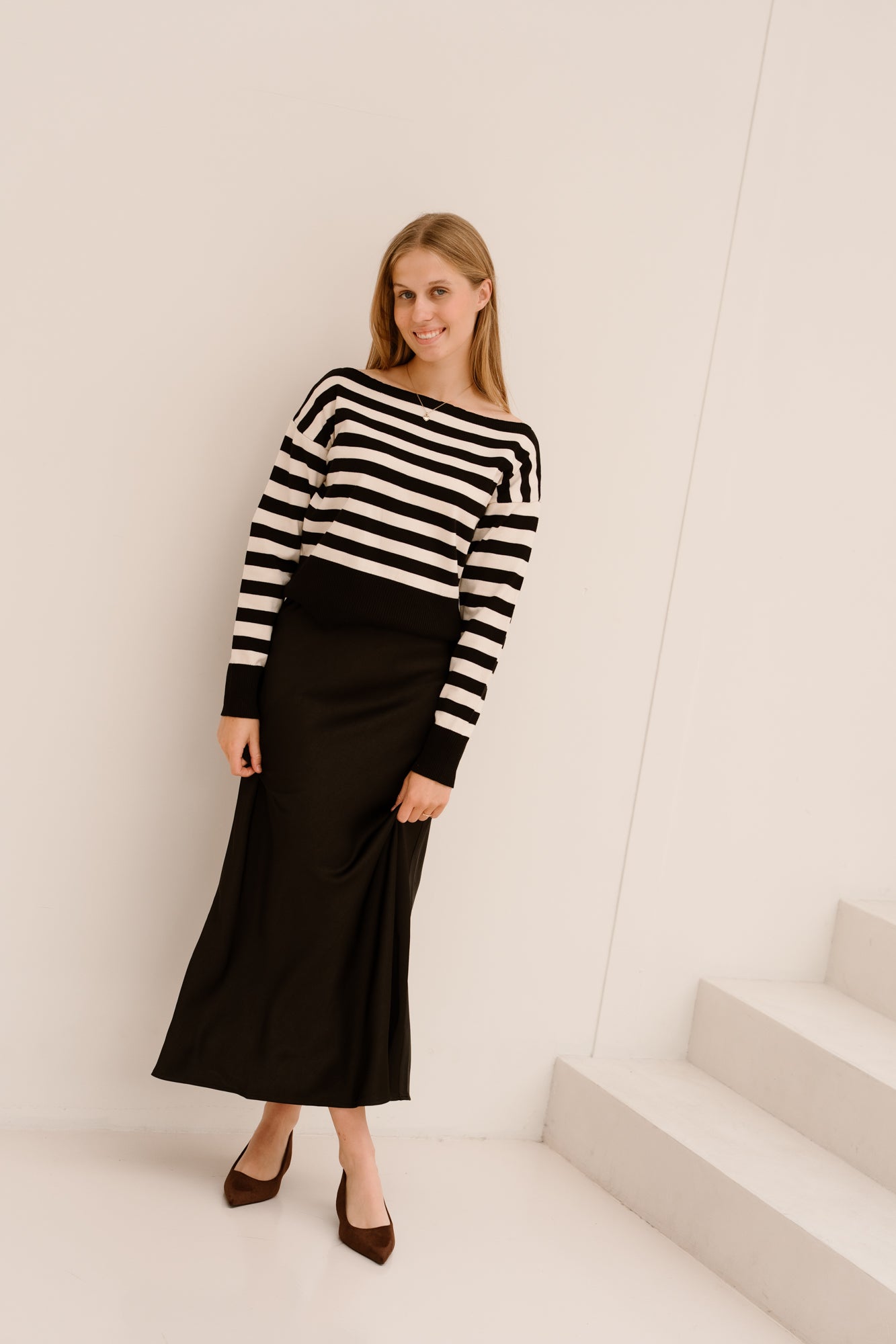 Emy Stripe Top Black Creme