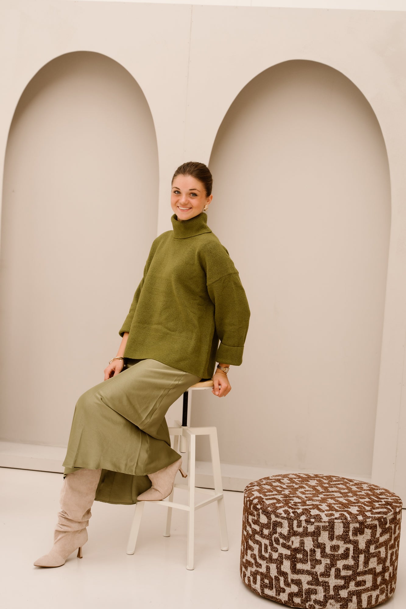 Naline Knit Blouse Sage Green