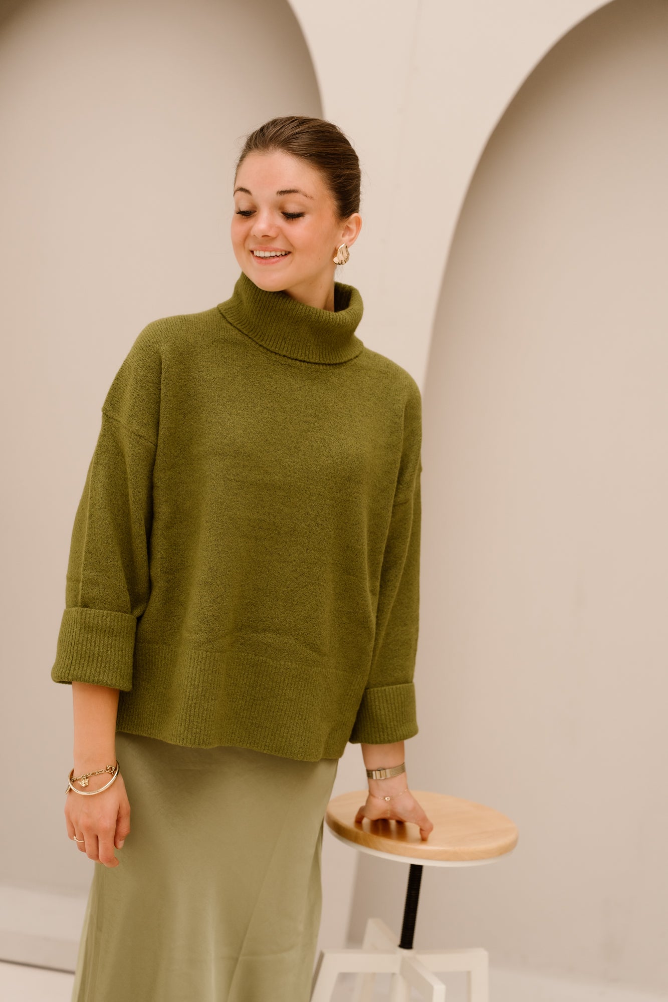 Naline Knit Blouse Sage Green