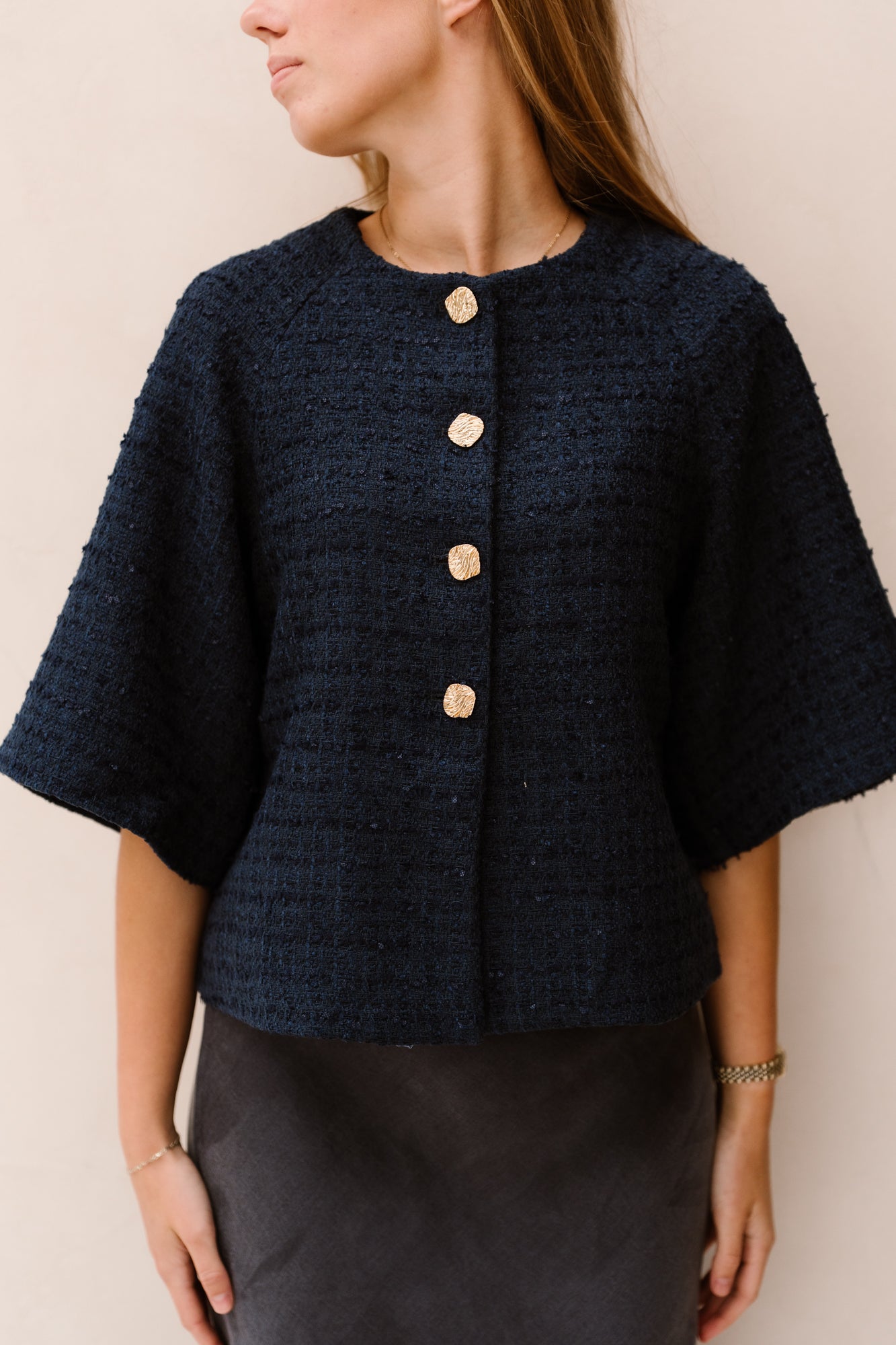 Rosella Boucle Mini Jacket Navy