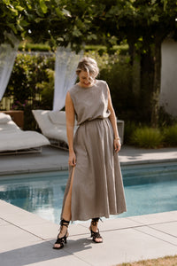 Linnen taupe set