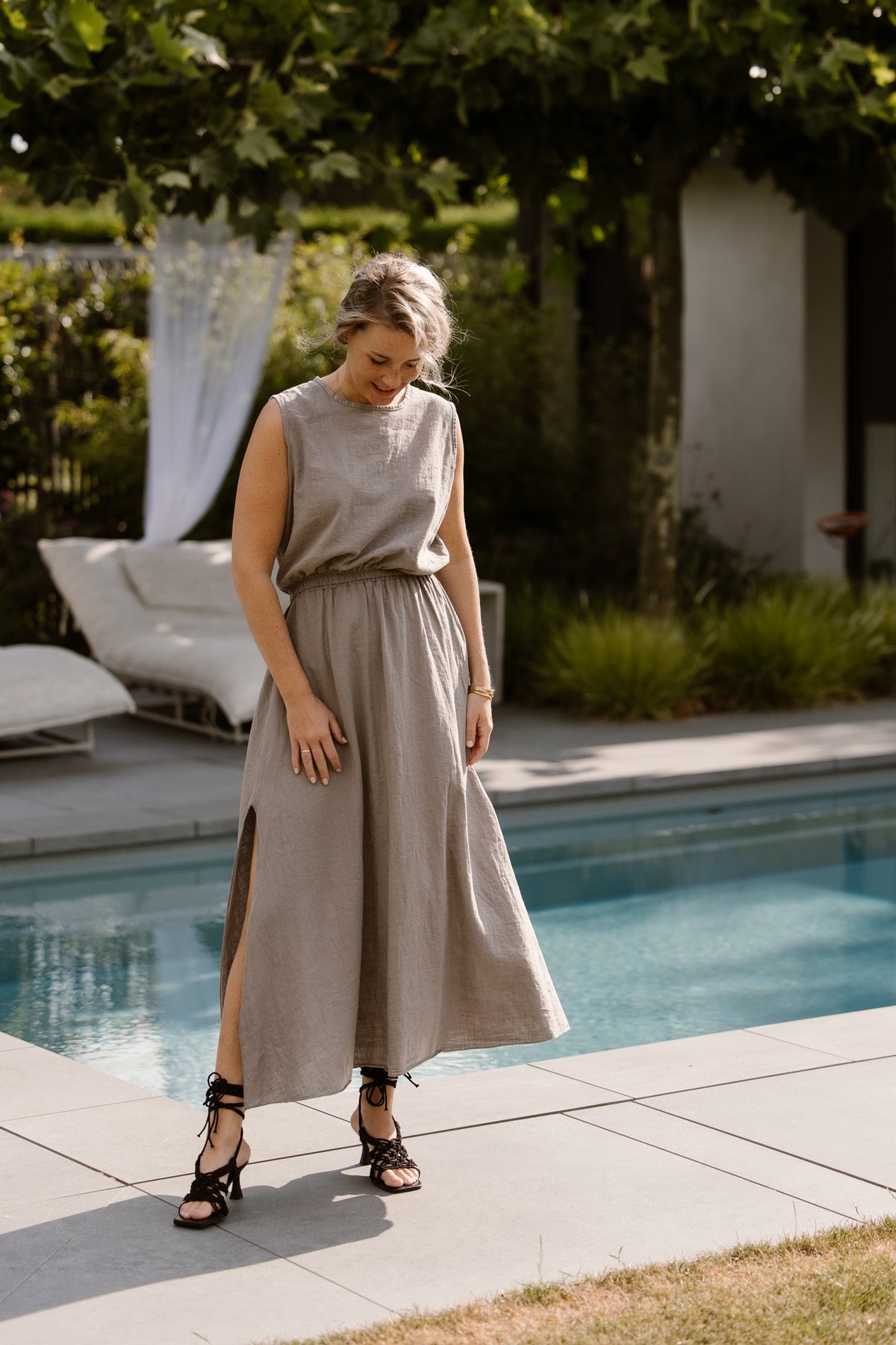 Linnen taupe set