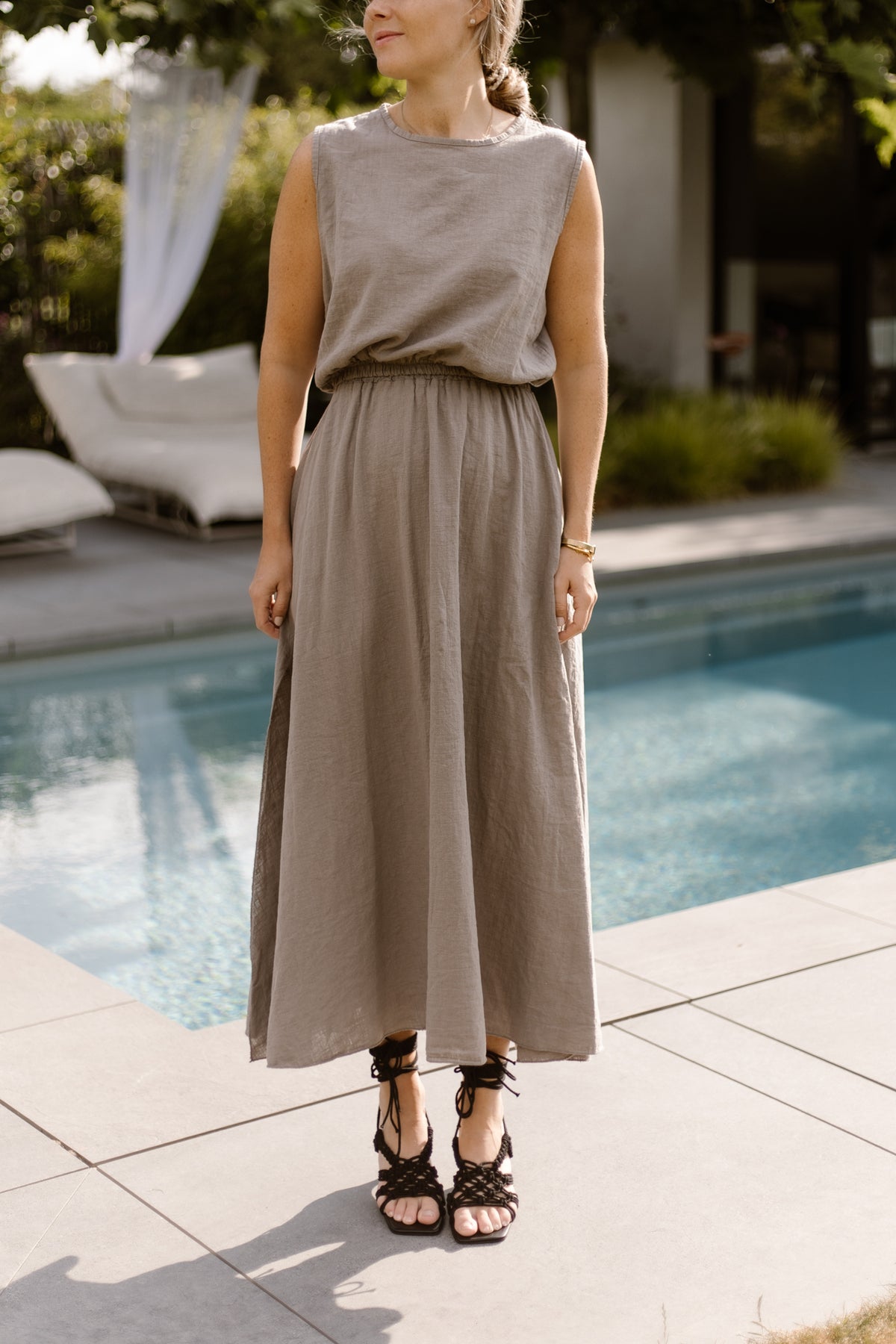 Linnen taupe set