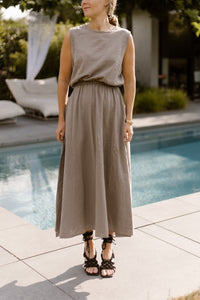 Linnen taupe set