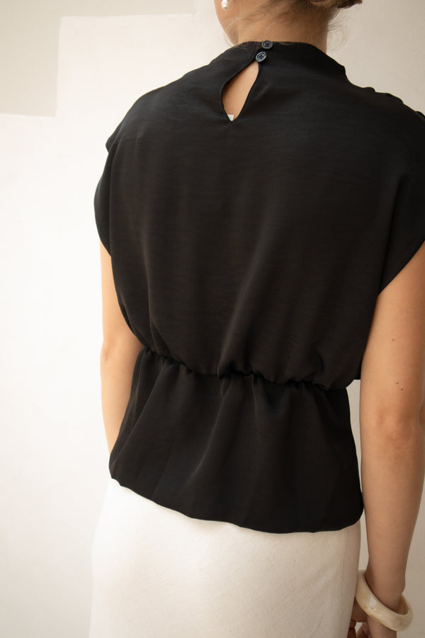 Bobby Top Satin Look Black