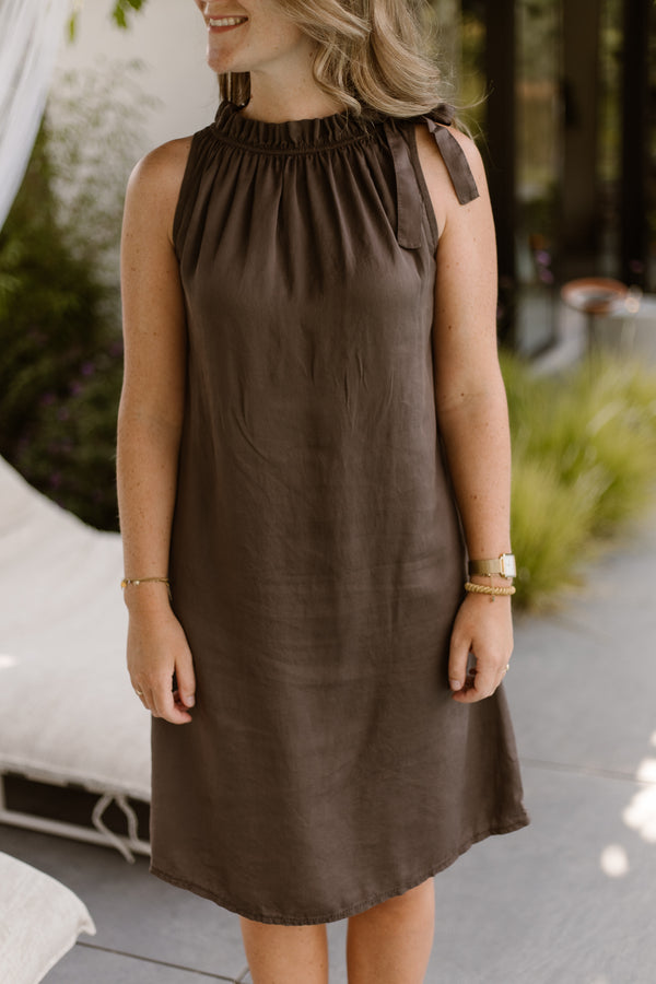 Strik halter jurk bruin