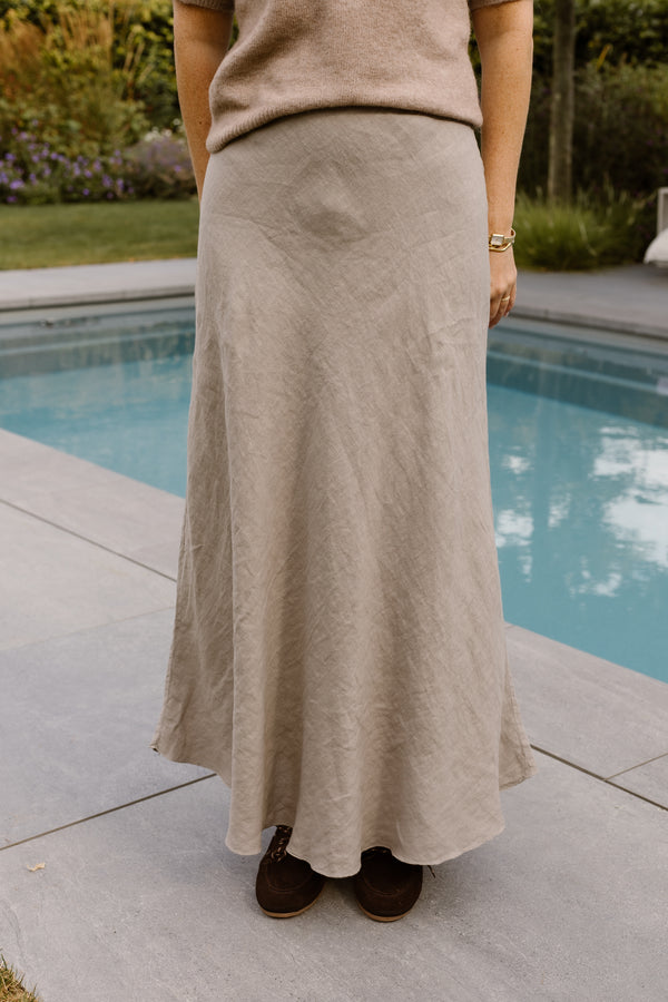 Maxi linnen skirt taupe