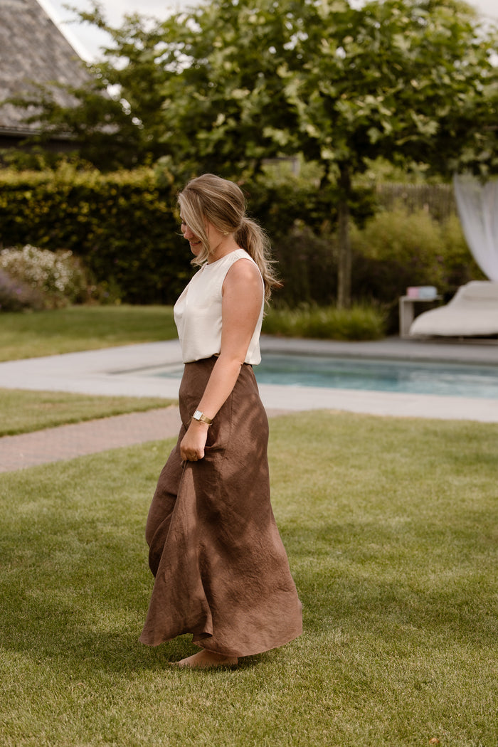 Maxi linnen skirt brown