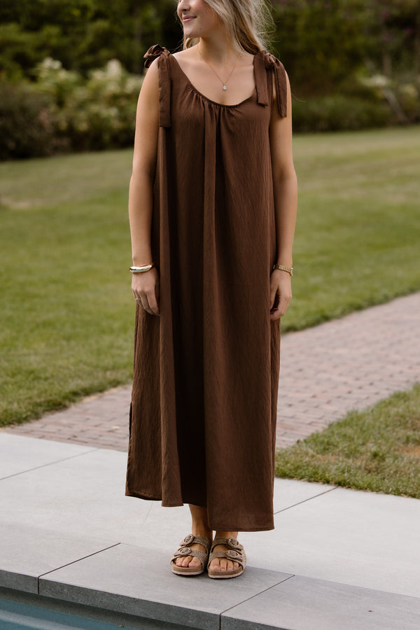 Amy Bow Dress Brown