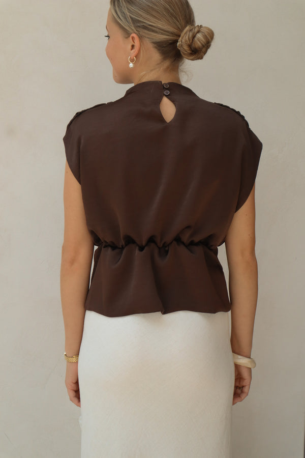 Bobby Top Satin Look Brown