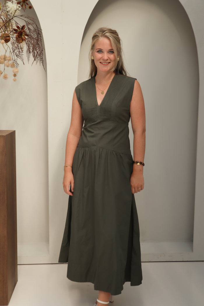 Halise Poplin Dress Army
