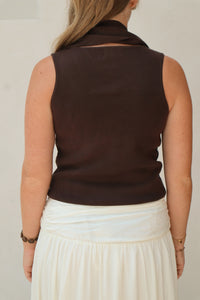 Babette Scarf Top Dark Brown
