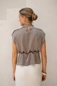 Bobby Top Satin Look Taupe