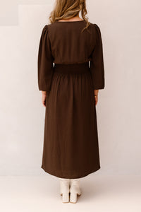 Annelie Solid Crepe Dress Dark Brown