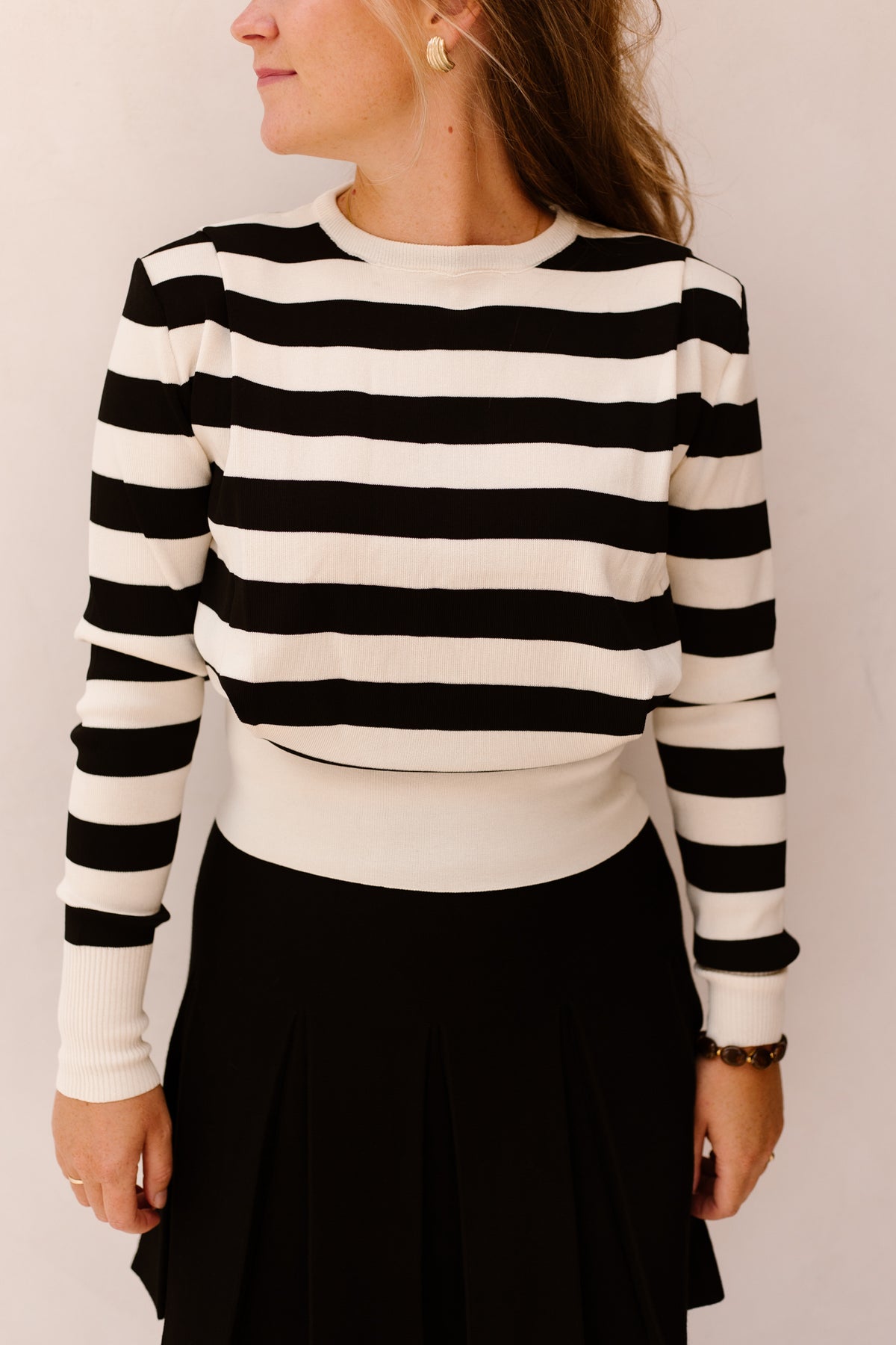 Stripes top black-creme