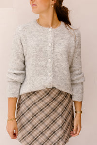 Yasplyra Ls Knit Cardigan Light Grey Melange