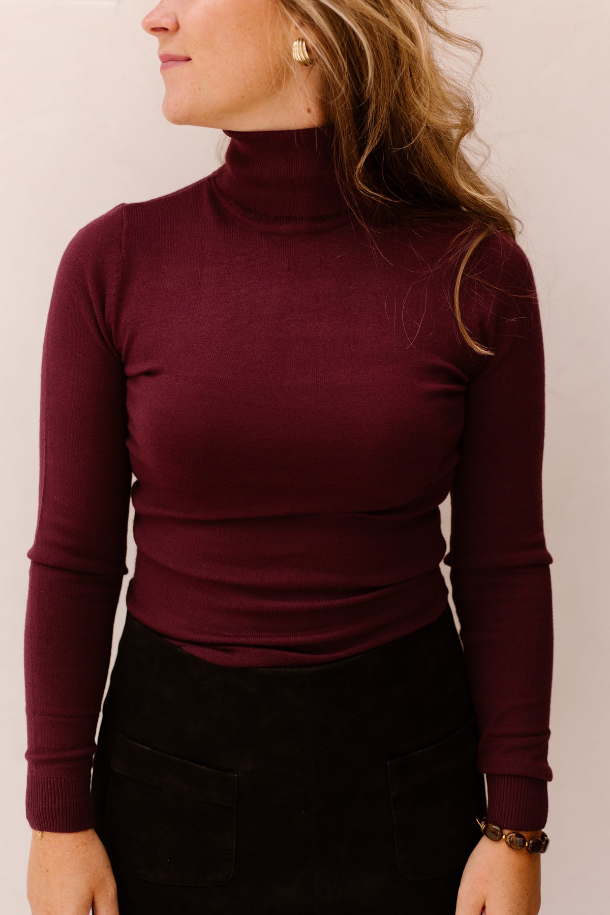 Objthess Rollneck Knit Pullover Wine/Melange