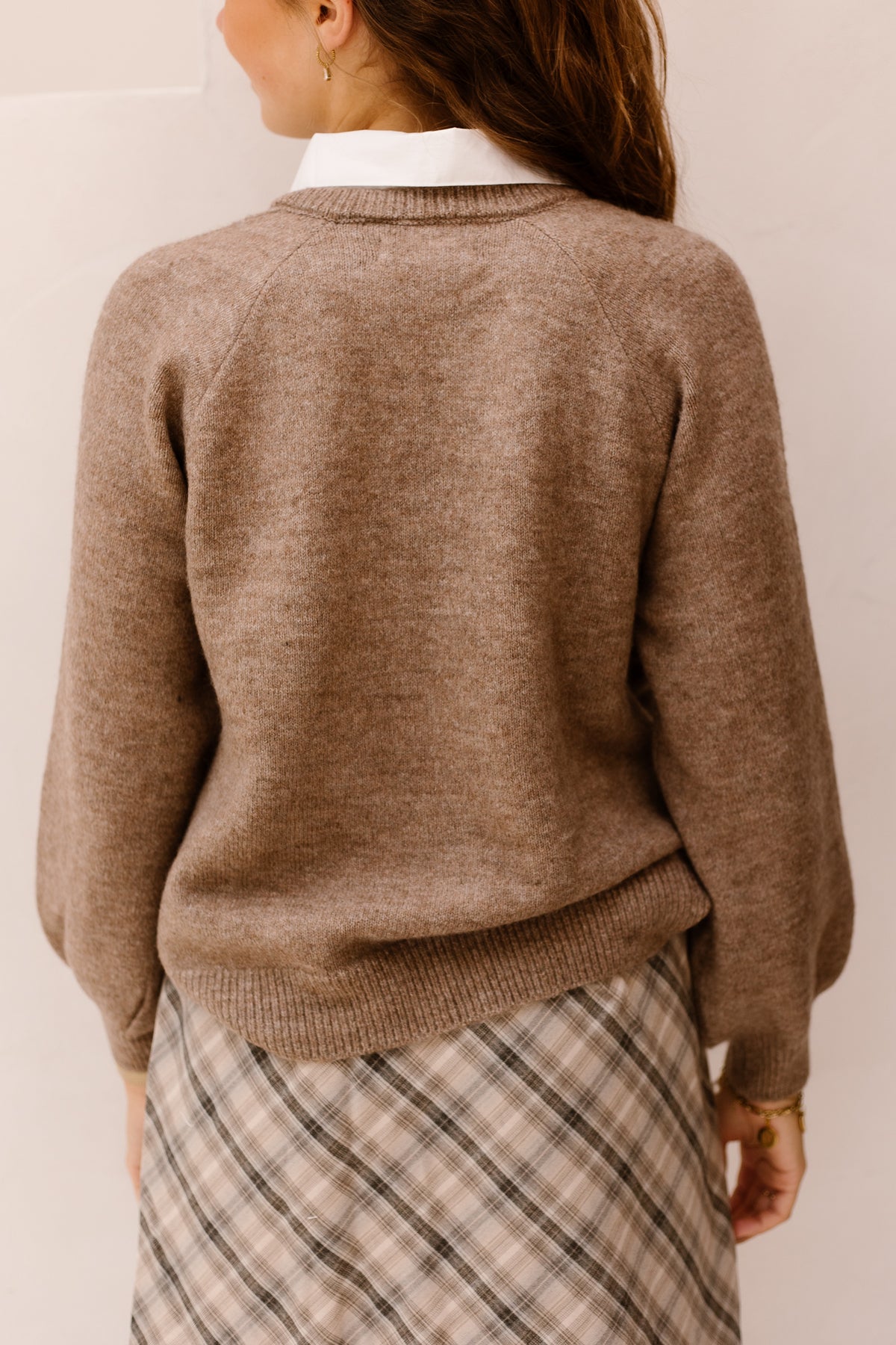 Dahlina Pullover Met Blousekraag Taupe