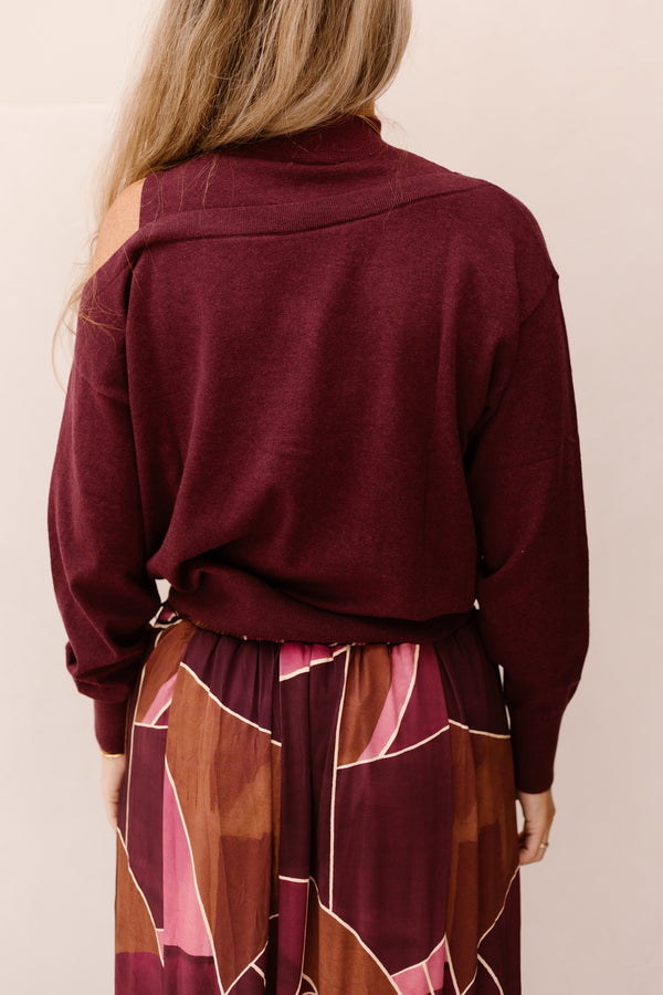 Pullover opstaande kraag / off shoulder Maroon