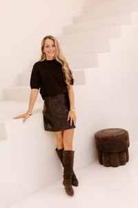 Doutzen leather skirt brown