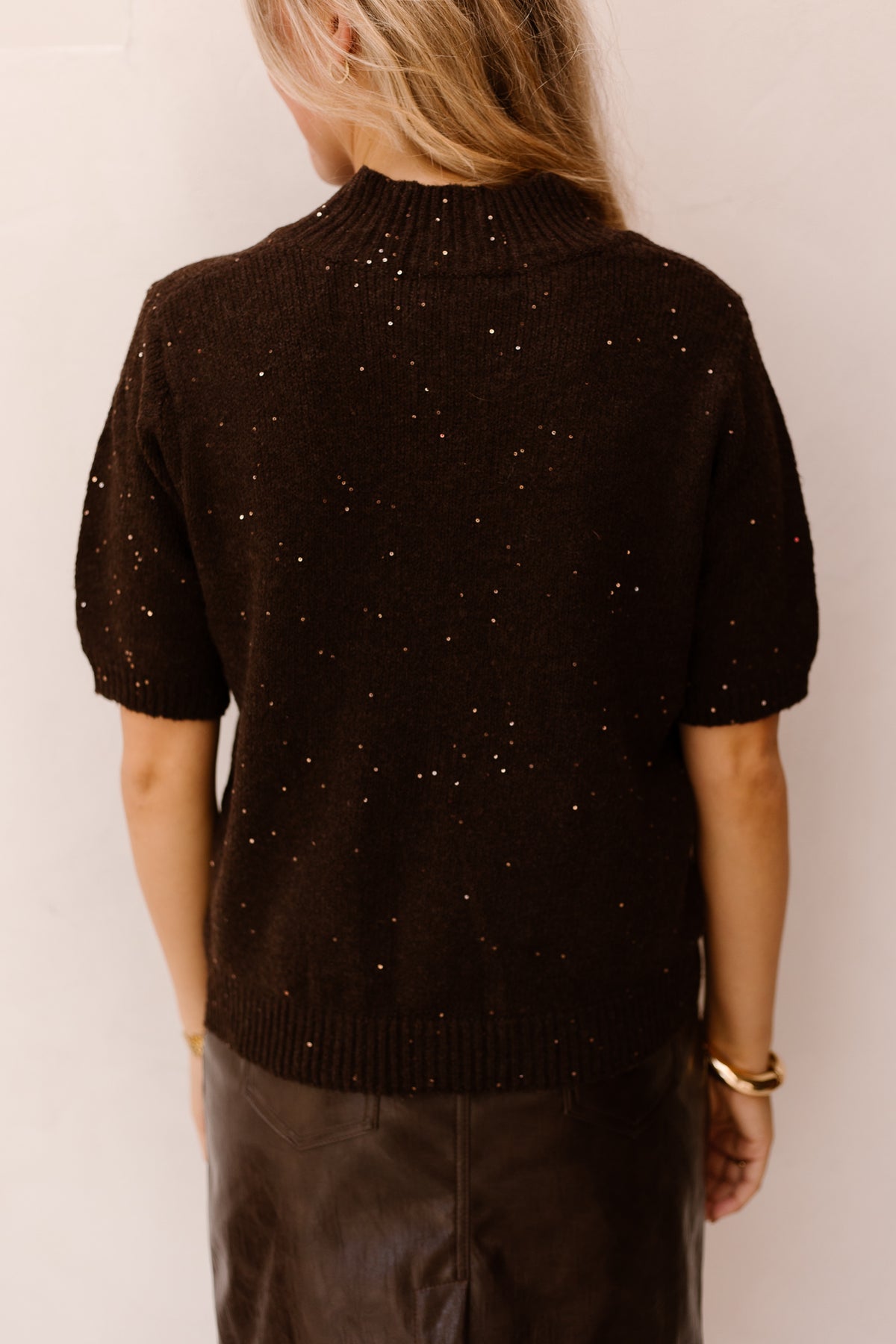 Dinthe top bruin glitter