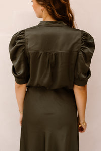 Roella Heavy Sateen Blouse Deep Green