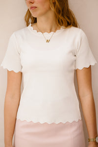 Knotted top short sleeve white