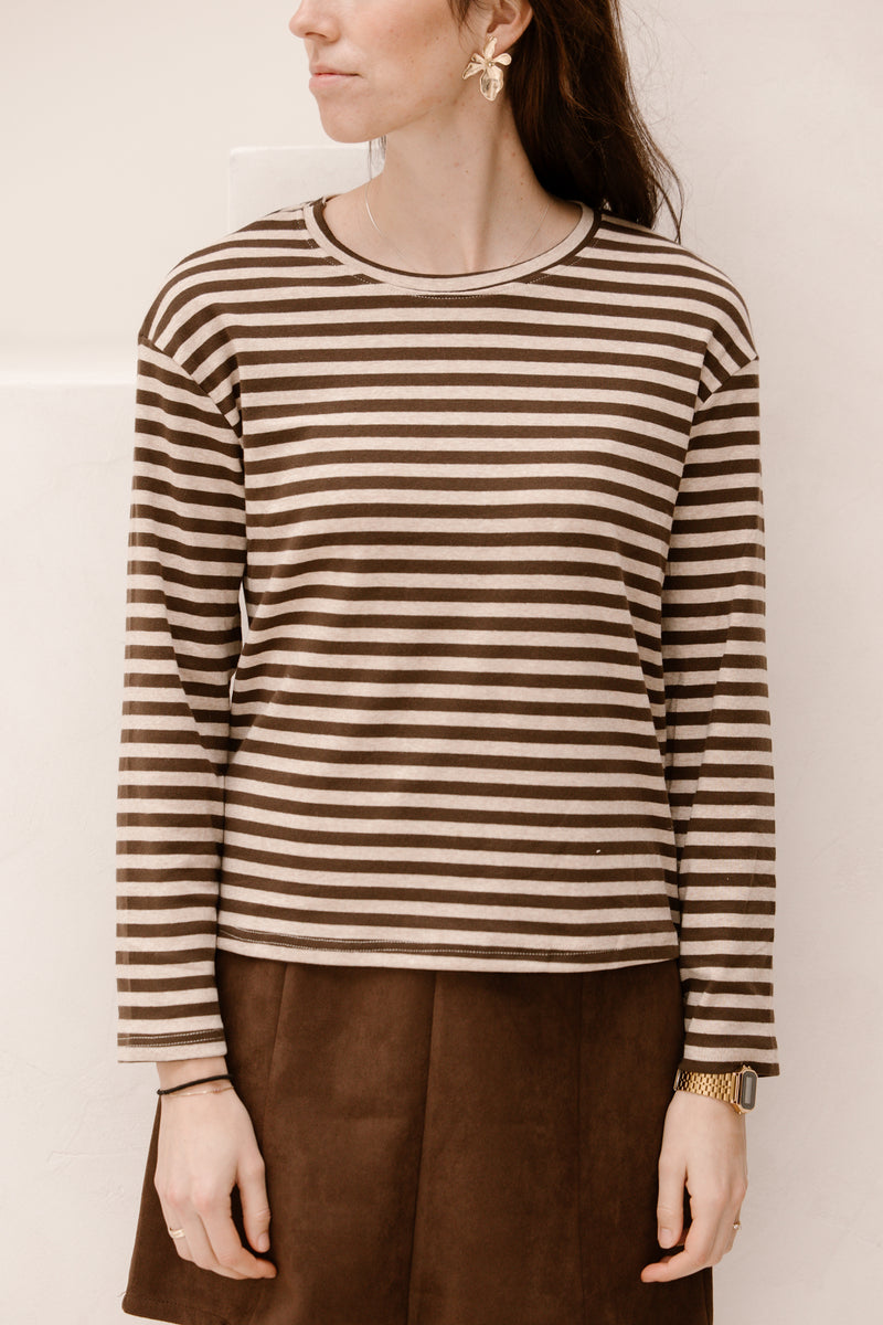 Bodee streep top sand brown