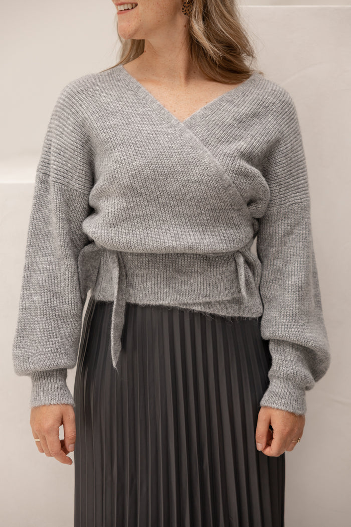 Cardigan bow leninona grey