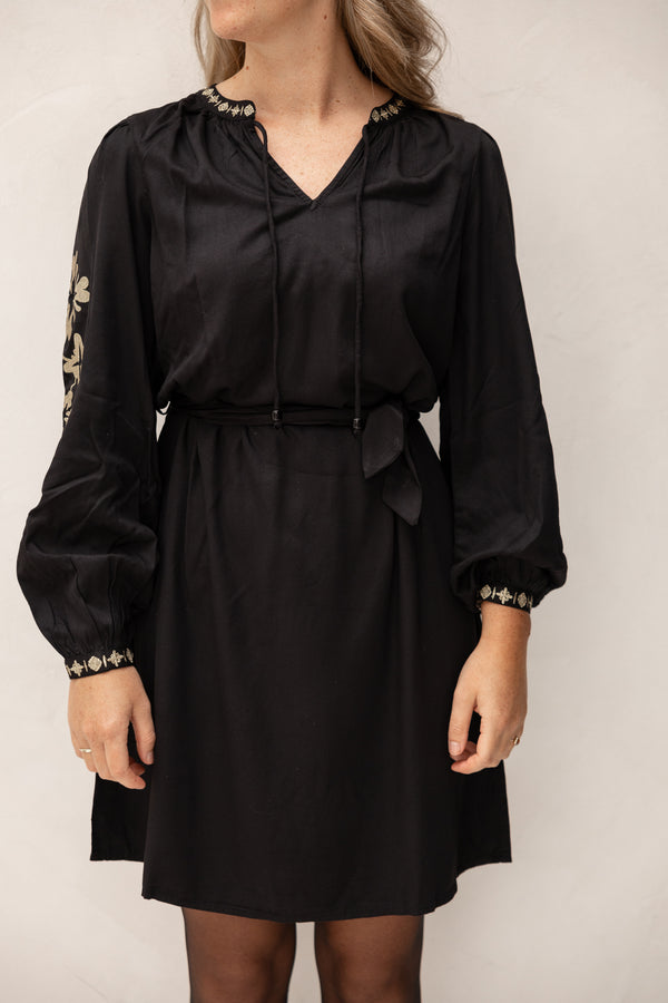 Dress borduur goud/black SL