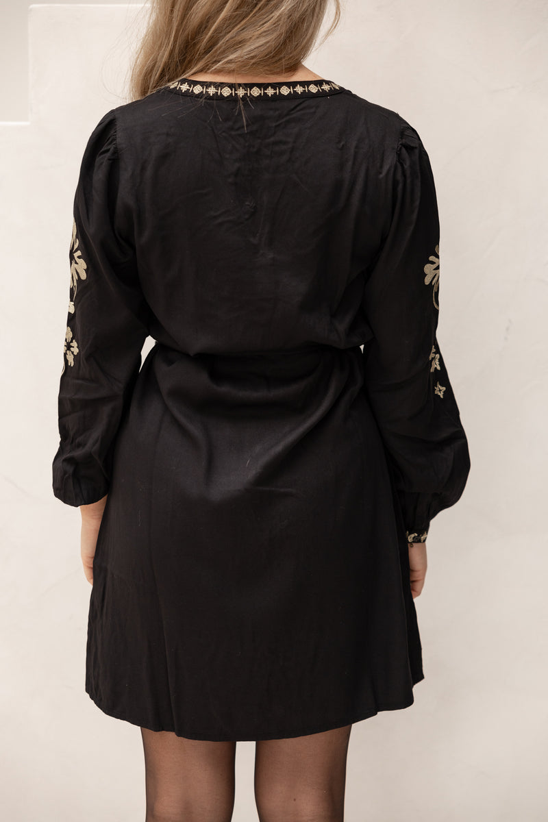 Dress borduur goud/black SL