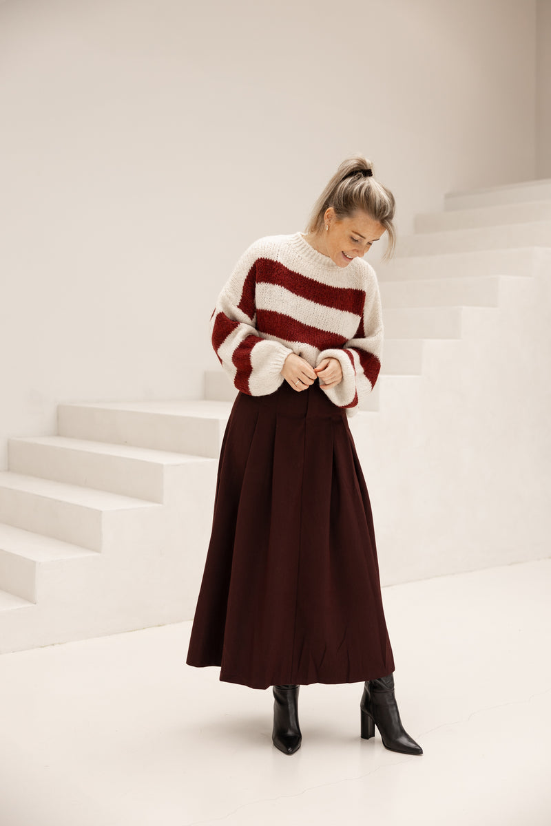 Yanou stripes sweater offwhite/bordeaux