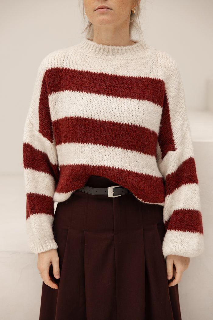 Yanou stripes sweater offwhite/bordeaux