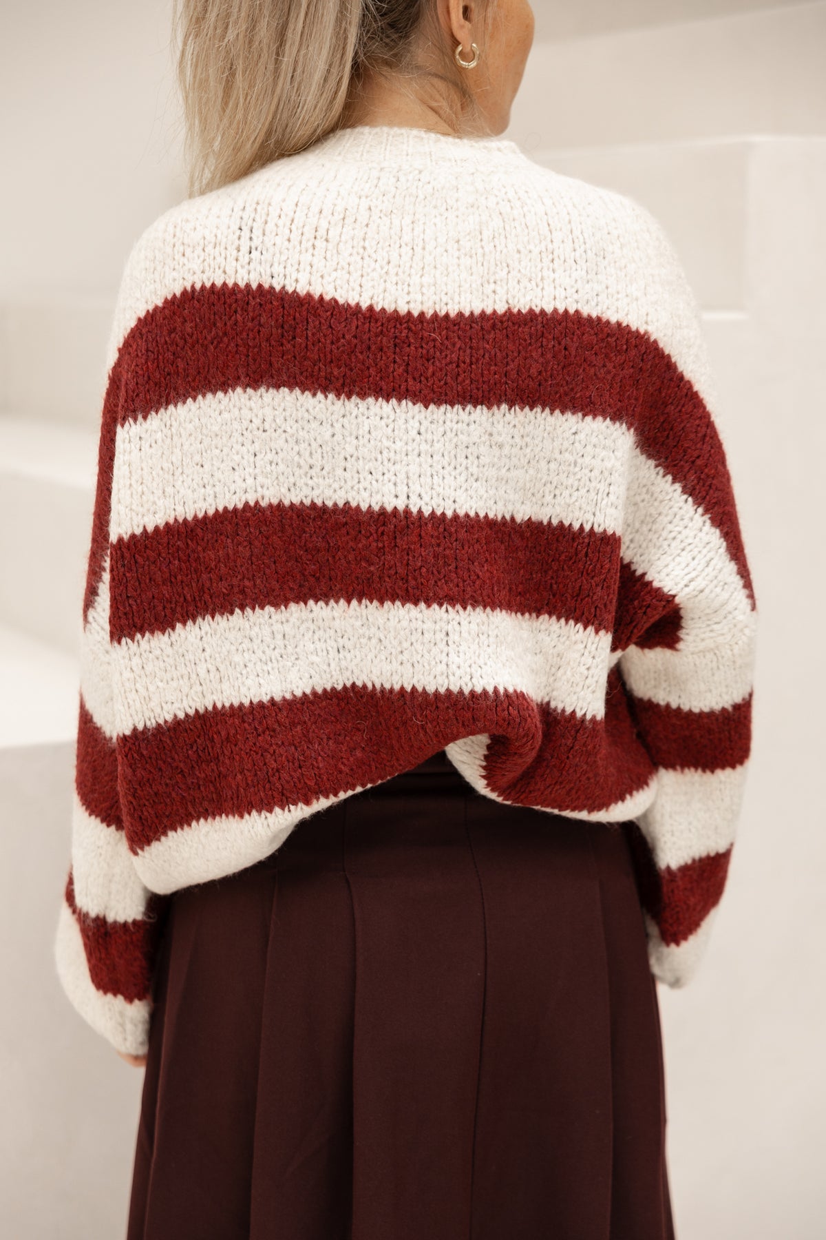 Yanou stripes sweater offwhite/bordeaux