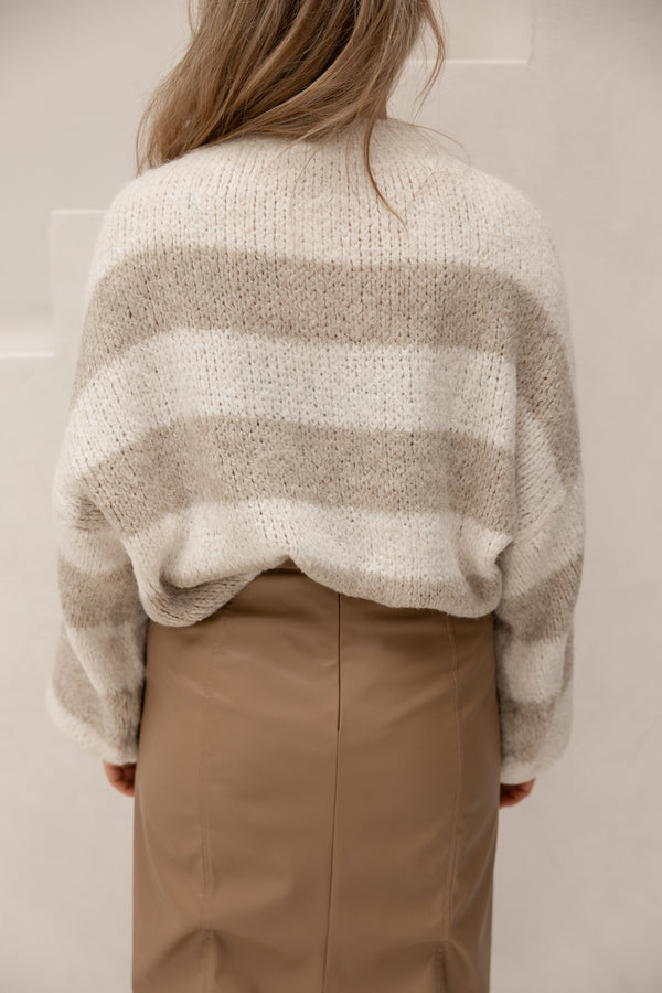 Yanou stripes sweater offwhite/sand