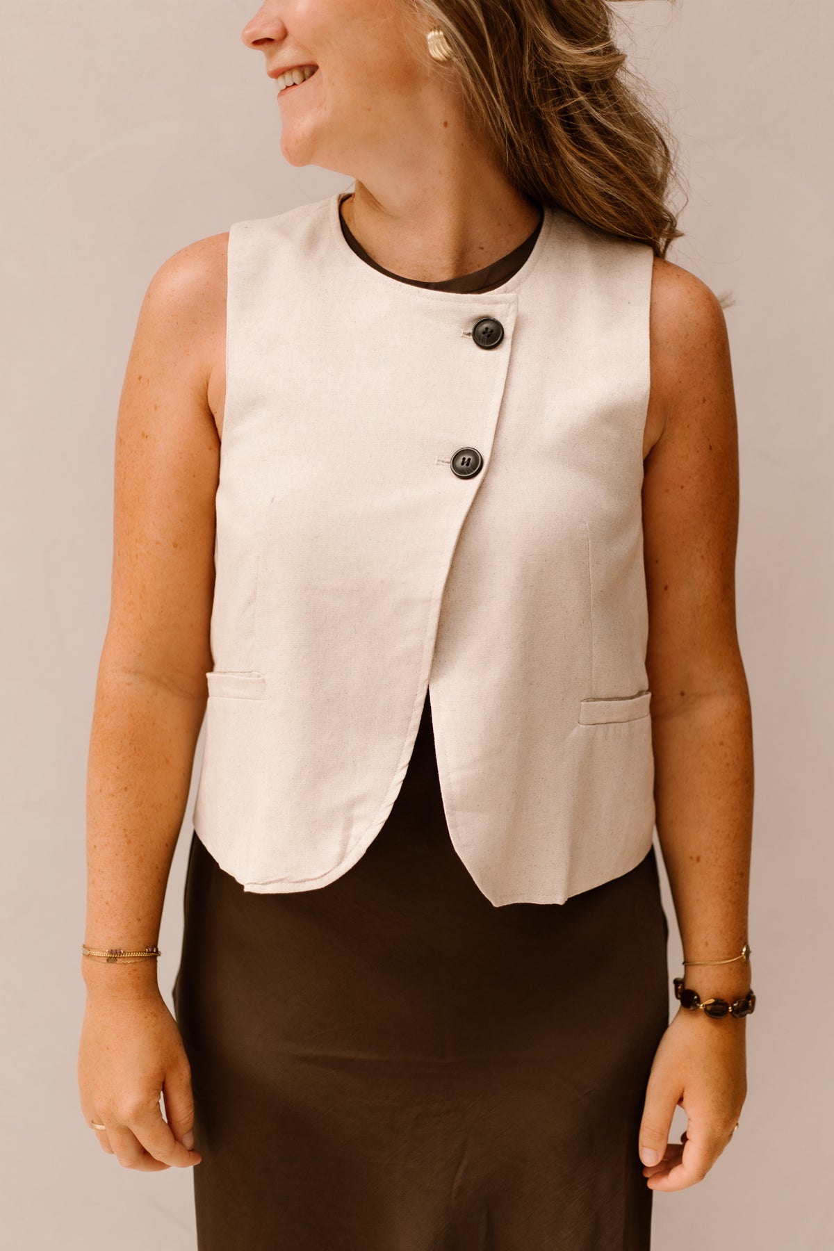 Zeynep gilet linnen beige
