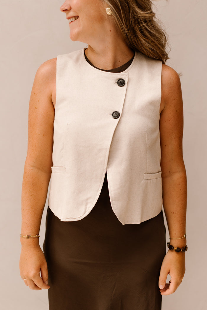 Zeynep gilet linnen beige